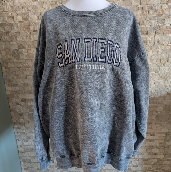 U.S. Vintage Other - US Vintage Acid Wash Gray San Diego Graphic Men's Crewneck Sweatshirt XXL Grunge